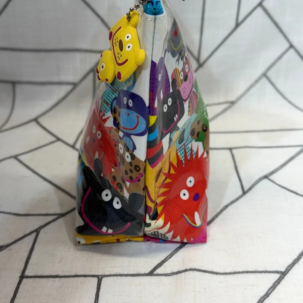 Paperchase Pet Chopz Toiletry Bag Large Multicolor Animal Monster Print NWT